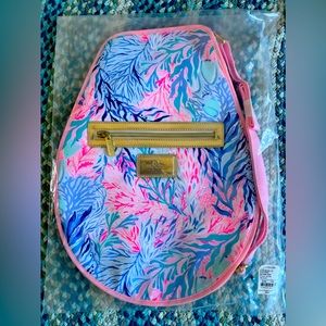 Lilly Pulitzer Tennis Racket Cover with zipper pocket and strap . New